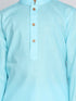 Vastramay Aqua Blue Cotton Baap Beta Kurta Pyjama Set